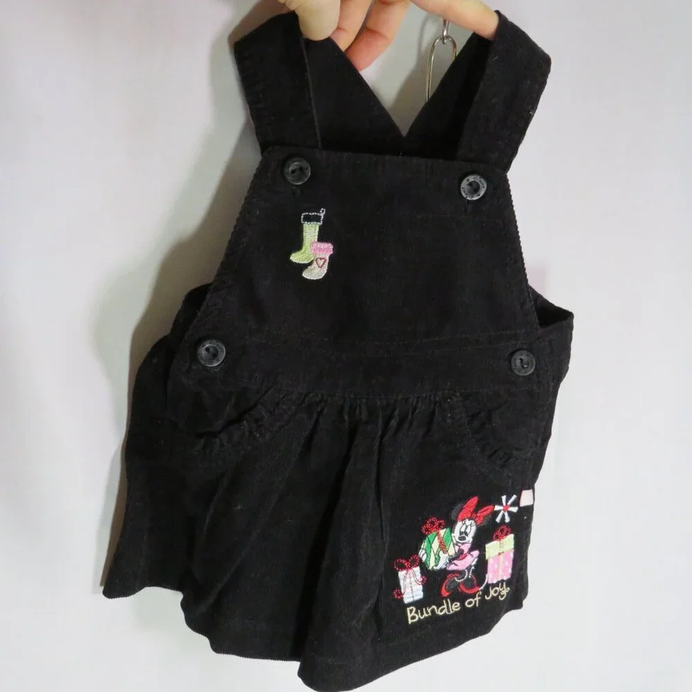 Baby Disney corduroy jumper Christmas embroidered w bodysuit & tights 3pc